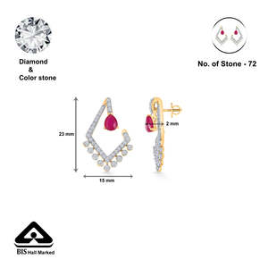 Candor 14k <b>Gold</b> Heart <b>Stud</b> <b>Earrings</b> for Women <b>Rose</b> <b>Gold</b> Plated Zircon & Moissanite Engagement Jewelry - Product Image 5