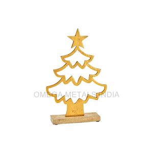 Arbre de Noël doré de haute qualité décoration de Noël à base de bois en gros fabriqué en inde cadeaux décoratifs de noël - Product Image 1