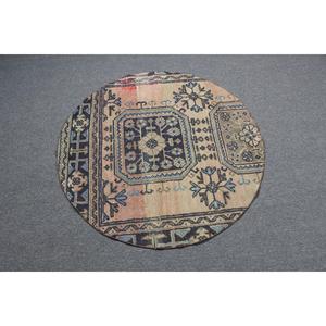 Alfombra Turca, Redonda de 3.5x3.5 pies, Alfombra Azul Ombré - Product Image 3