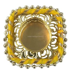 Traditional Ethnic Indian Handmade Metal Tea Light Holder Indoor/Outdoor <b>Colourful</b> Diwali Decor Square <b>Candle</b> Home Decoration - Product Image 4
