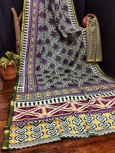 Marchands de gros en Inde pour les saris Mulmul en coton imprimé en blocs Bagru en soie - Product Image 3