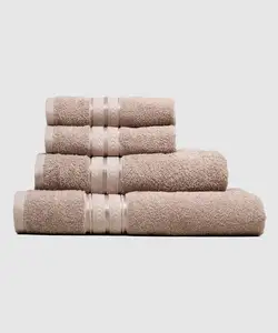 Top High Quality Egyptian Cotton Towel Sets Five Star hotel Luxury 100% Cotton Brown Color Bath Towel Set