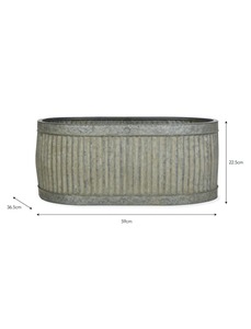 Pots métalliques côtelés en zinc galvanisé, jardinières à flux rond de jardin, blanchir trois auges ovales, ensemble de 3 - Product Image 6
