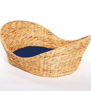 Lit pour animaux de compagnie en jacinthe d'eau tissé à la main, profond et incurvé, avec coussin intérieur doux, nid confortable et naturel pour chat et chien, OEM ODM, vente en gros à bas prix, classique - Product Image 2