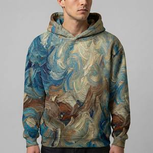 Sweat-shirt à capuche en molleton de coton épais, respirant, écologique, avec poche, pour homme, coupe classique vintage, motif graphique personnalisé, streetwear - Product Image 6