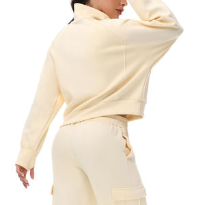 เสื้อสเวตเตอร์ผ้าฝ้ายโพลีเอสเตอร์มีซิปผ่าครึ่งปิดโลโก้ออกแบบได้ตามต้องการ - Product Image 2