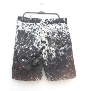 Best Sale Eco-Friendly Solid Color Casual Men <b>Leather</b> Cowhide <b>Shorts</b> OEM Service High Street Side Pockets Waterproof Breathable - Product Image 2