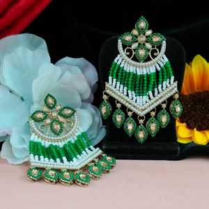 Graceful Sophisticated Look <b>Pearl</b> Work Kundan Jhoomer <b>Earrings</b> Classic Elegance Traditional Dangling Fashion Dangle <b>Earrings</b> - Product Image 1