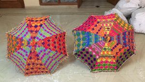 ร่มกันแดด rajasthani ร่มผ้าฝ้ายปักลายสำหรับงานแต่ง haldi mehindi jaggo ของตกแต่งร่มกันแดดสไตล์วิกตอเรีย - Product Image 2