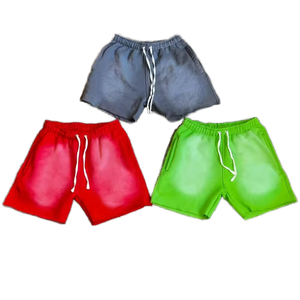 Pantalones cortos de algodón Vintage de calle alta personalizados para hombre OME, pantalones cortos transpirables de secado rápido de cintura media con cordón, tinte solar sólido, lavado ácido - Product Image 6