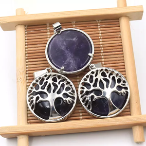 Nouveau Design tendance femmes pierre naturelle pendentif en cristal fait à la main pierre de roche pendentifs en Agate Jade oeil de tigre Rose Quartz améthyste - Product Image 4