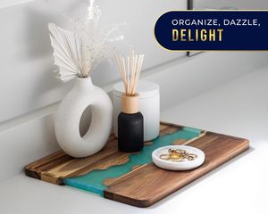 CROWN FOODS INDIA <b>Wooden</b> Serving Trays Durable Epoxy Resin Decorative Tray for <b>Fruit</b> Salad Eco-Friendly Dishwasher Microwave - Product Image 3