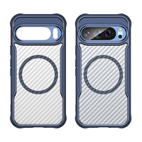 Nueva Funda Trasera Magnética Antigolpes de TPU+PC con Diseño de Armadura Semitransparente de Fibra de Carbono Cepillada y Marco Metálico para Lente Estéreo