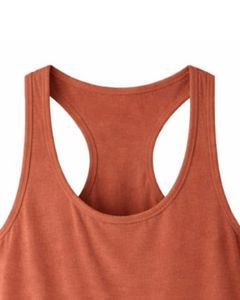 Manufacturer Customized Women <b>Rust</b> Orange Racerback TankTop Sleeveless O Neck Soft Stretch Casual Workout Fitness Gym SummerVest - Product Image 6