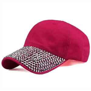 Logos personnalisés imprimés numériquement de haute qualité sur casquette vintage 5 panneaux en satin brillant ornée de strass - Product Image 4