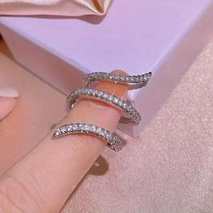 Anillo Geométrico de Oro Blanco, Amarillo y Rosa con Diamante Cultivado en Laboratorio VVS1, Diseño Serpiente Delicado, para Mujer, Regalo de Promesa, Venta al Por Mayor - Product Image 5