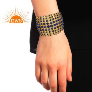 Superventas plata esterlina 18K chapado en oro lapislázuli natural piedra preciosa brazalete joyería personalizada para mujer regalo para ella - Product Image 2