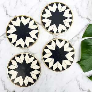 En gros Écologique Personnalisé HD Impression Dessous De Verre Bois Os Résine Tapis & Tampons en Rose Bleu Blanc Vert Gemme Pierre Agate Conception - Product Image 1