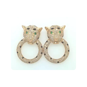 Pendientes de diamantes de oro para mujer a la moda para mujer a precio con descuento, compre pendientes de diamantes reales en línea en la India, joyería de moda - Product Image 3