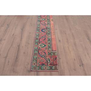พรมวินเทจตุรกี ขนาด 1.5x9.4 ฟุต (45x287 ซม.) พรมขอบสีแดงเขียว - Product Image 2