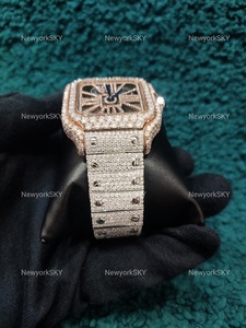 Reloj de diamantes de moissanita completamente helado de lujo para hombre con pantalla de esfera mecánica tachonada D VVS pasa el probador de diamantes - Product Image 3