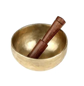 Antique Design Gold Singing Bowl Brass Deep Sound Plain Handmade Traditional Singing Bowl Mallet For Wholesale Suppliers