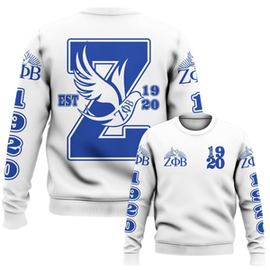 Sudadera con Cuello Redondo de la Hermandad Zeta Phi Beta, Letras Griegas Bordadas, Azul, 1920, Felpa, para Mujer - Product Image 6