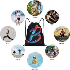 Sac à dos à cordon de serrage, sacs de sport à cordon de serrage, sacs à cordon de serrage noirs, sac à dos pour le sport, la salle de sport, les voyages, la natation - Product Image 4