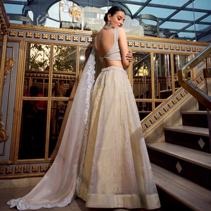 Lehenga choli ชุดแต่งกายสำหรับงานรื่นเริงและแต่งงานสีชมพูคุณภาพสูงแบบปักสำหรับงานเลี้ยงและงานแต่งงาน - Product Image 1