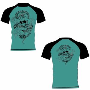 Logotipo personalizado de alta calidad al por mayor llano Jiu Jitsu Fitness camisas impresas de manga corta MMA para hombres Bjj Rashguard Rash Guard - Product Image 3