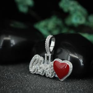 Probador de Diamantes, Colgante de Corazón de Esmalte con Nombre Personalizado, Diamante Moissanite VVS, Plata de Ley 925, Joyería Hip Hop para Regalo - Product Image 4