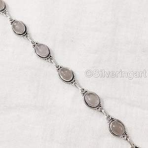 Pulsera de mujer, de cuarzo rosa Natural piedra preciosa, regalo de aniversario de Navidad, joyería hecha a mano, pulsera de plata de ley 925 - Product Image 2