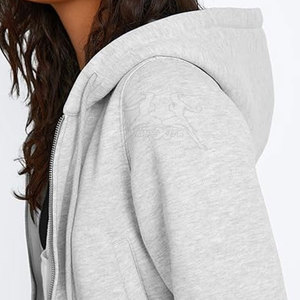 Lightweight Zipper Crop <b>Top</b> Hoodie With Fashionable Urban Look Women Zipper Crop <b>Top</b> Hoodie - Product Image 6