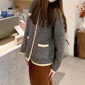เสื้อแจ็กเก็ตถักลายทแยงลำลองสำหรับผู้หญิงเสื้อโค้ทเสื้อถักกระดุมแถวเดียวสำหรับฤดูใบไม้ร่วงและฤดูหนาว - Product Image 2