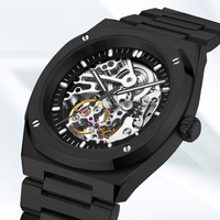Nouvelle montre mécanique automatique analogique de luxe en acier inoxydable pour homme, cadran en verre, style sport et affaires