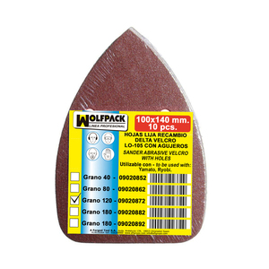 Lija Ricambio Velcro Delta 140x100 mm. Con Foro Grano 120 (10 Pezzi) - Product Image 4