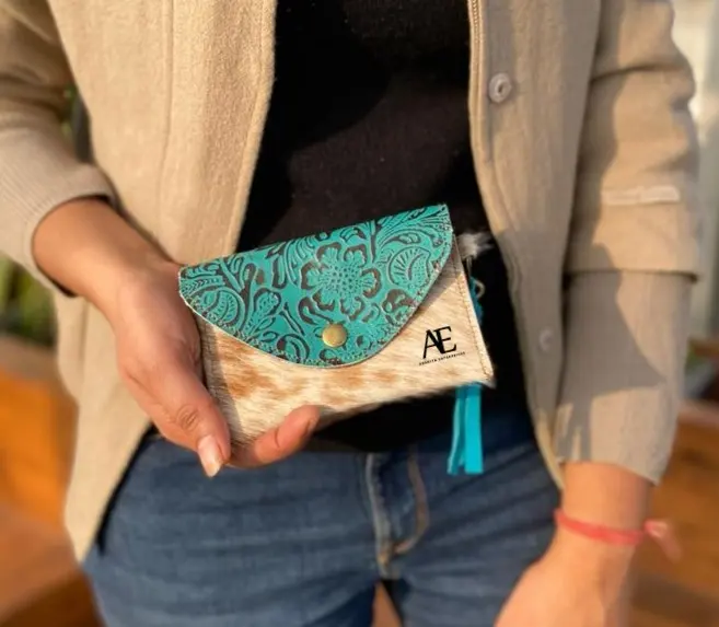 Capa de couro para cartão de crédito carteira retangular com estampa de couro em relevo exclusivo porta-moedas com borla