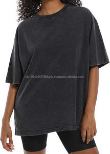 Unisex Acid Wash Drop Shoulder 100% Cotton <b>Tshirt</b> by Waseem Impex Casual Pull Over Long Length <b>High</b> Street Style Blank Design - Product Image 3