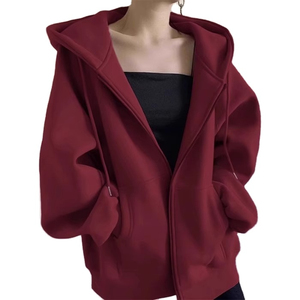 Oversized Casual <b>Zip</b> Fleece Hoodie for Women Custom High Quality Breathable Eco-Friendly Anti-Shrink Plus 100% Organic Cotton - Product Image 1