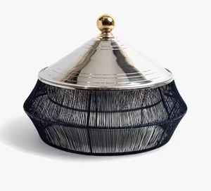 Ensemble de deux casseroles chauffe-aliments de taille personnalisée pour buffet de service chauffe-plats noir aspect moderne avec couvercle doré utiliser Buffet - Product Image 6