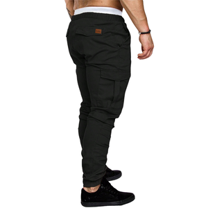 <b>Mens</b> Black Canvas <b>Cargo</b> <b>Jogger</b> Pants Elastic Waist Drawstring Slim Fit Utility Trousers Casual Outdoor Workwear Pocket Bottoms - Product Image 2