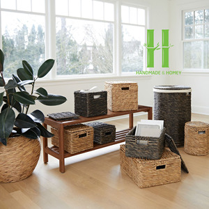Eco-Friendly Handwoven Water Hyacinth Clothing Organizer Bohemian Style Multifunction Serving Customizable OEM Rectangle HNH - Product Image 6