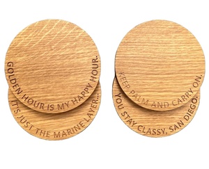 Handcrafted Wood 4 Inch <b>Round</b> <b>Coasters</b> Set of 4 for Home and Kitchen Dinnerware Mats & Pads with Customized Design - Product Image 1
