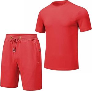 Summer New Men Casual Shorts Sets Short Sleeve Breathable Shirt Shorts Solid Summer Set Vêtements pour hommes 2 Pieces Sets - Product Image 4