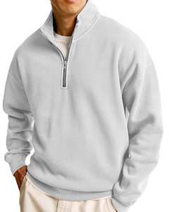 Pull polaire décontracté à manches longues et demi-fermeture éclair pour hommes vêtements d'extérieur athlétiques à capuche en fil teint impression numérique imprimé personnalisé printemps - Product Image 6