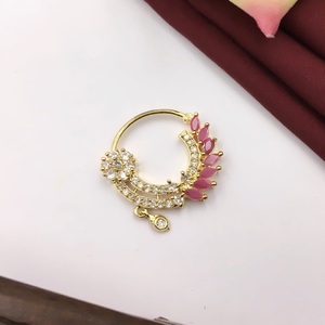 Indian Zirconia Ring Segment Hoop Encrusted Cz Gold <strong>Septum</strong> Clicker Piercing Nose Rings Nosepin Nath Sets Wholesale Trendy