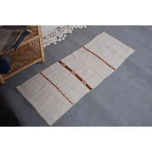 พรมขนสัตว์ลายทางสีเบจสีส้มแบบชนบทสำหรับวัยรุ่น1.7x4.6สี่เหลี่ยมผืนผ้าดีไซน์เย็บปะติดปะต่อกันสำหรับห้องนั่งเล่นหรือห้องโถง - Product Image 2