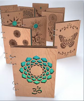Couverture de carnet Delarchi en imitation bois poli, motif décoratif vectoriel, forme personnalisable, thème planète spatiale