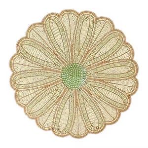 Napperon de luxe fait à la main en perles de rocaille d'Inde carré en verre avec motif ornemental pour la fabrication de bijoux - Product Image 3