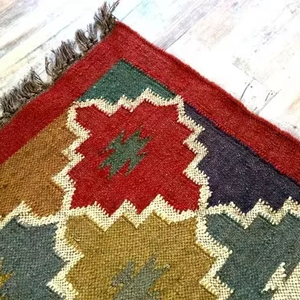 Alfombra tradicional tejida a mano, Kilim, Alfombra de lana y yute, hecha a mano, tamaño personalizado, dormitorio bohemio, uso en la sala de estar - Product Image 3